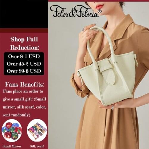 FELIX & FELICIA Brand Fashion Handbags For Women 2021 High Quality Genuine Leather Shoulder Handbag Ladies Retro Design Tote Bag