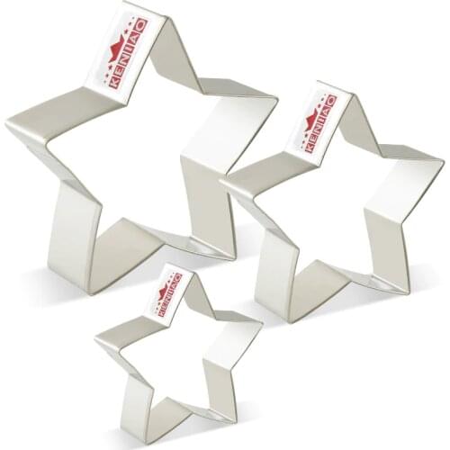 KENIAO Star Cookie Cutters for Baby Shower / Birthday Pastry - Large/Medium/Small Basic Fondant Cookie Cutters - Stainless Steel