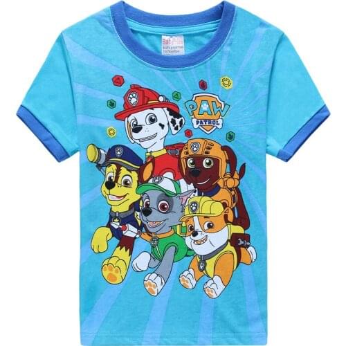 Cartoon Anime Figures Paw Patrol Childrens Clothing Summer Boy Short-sleeved T-shirt Top Sports Leisure Style Chase Marshall