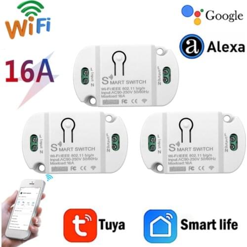 Tuya Smart WiFi DIY Switch Supports 2 Way Control, Smart Home Automation Module, Works With Alexa Google Home Smart Life APP