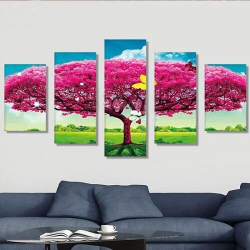 Red Tree Landscape 5Pcs Large Diy Diamond Painting Full Square Round Mosaic Embroidery Multi-Picture Wedding DecorationZP-3946