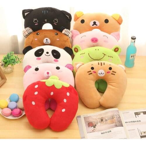 Cartoon Special cute 9 styles U-shaped Plush Pillow Cartoon Animal Car Headrest Dolls Travel Pillow student girl gift
