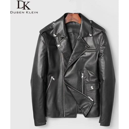 Men Genuine Leather Jacket Real Sheepskin Jackets Casual Short Black Pockets 2019 Autumn New Jacket for Man C7118