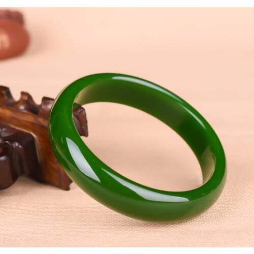 Genuine Natural Green Jade Bracelet Bangle Chinese Hand-Carved Fashion Charm Jewelry Accessories Amulet for Men Women Luck Gifts