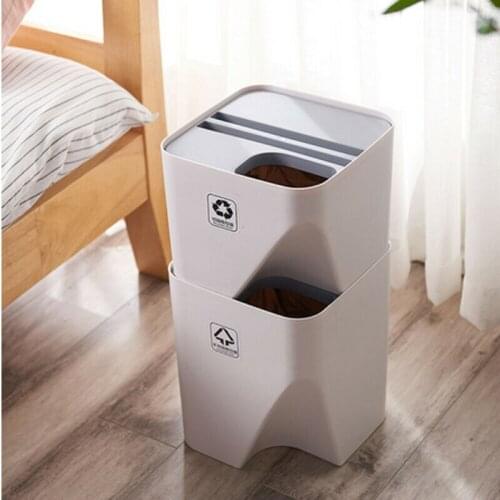 2020 New Wet And Dry Classification Trash Can Be Superimposed Plastic Household Waste Bin With Lid For Living Room Kitchen New