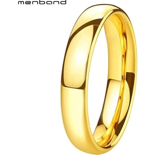 4MM Gold Wedding Band Men Women Tungsten Carbide Couple Engagement Rings Dome High Polished Comfort Fit