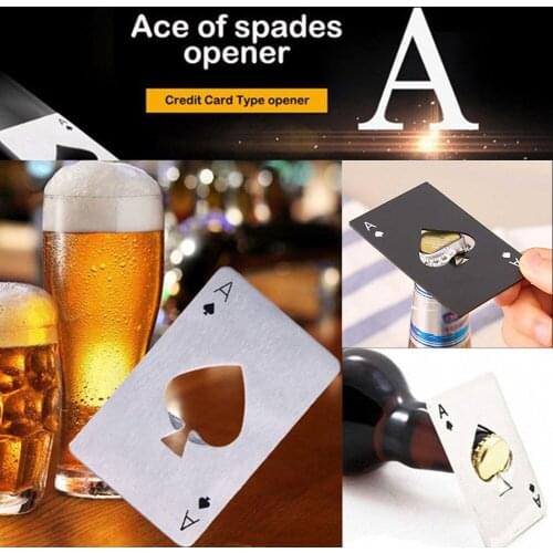 Personalized Portable Black/Silver Poker Card Spades Beer Bottle Opener Bottle Opener Bar Tool Stainless Steel Bottle Cap Opener