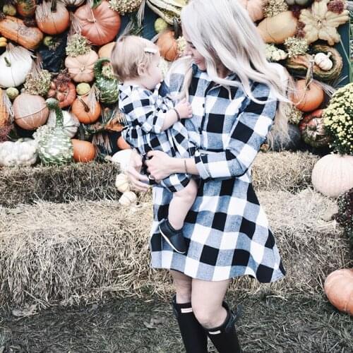 Mother Daughter Dress Baby Girl Family Matching Clothes Mom And Daughter Plaid Dress Girl Clothing Outfits Kids Child