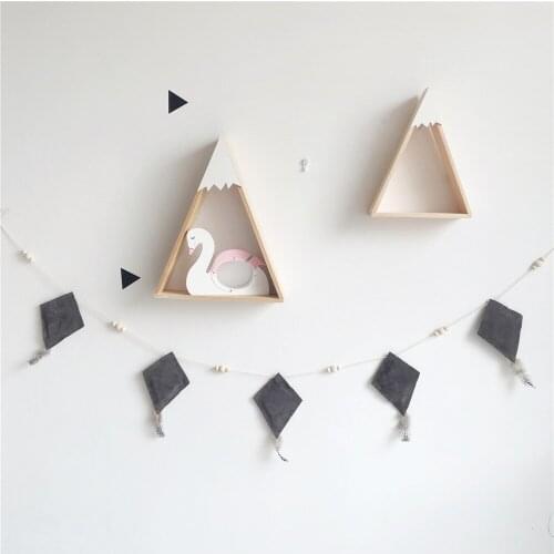 D Ins Nordic Kids Room Nursery Hanging Suede Cloth and Wooden Beads Wall hanging Baby room Photography Props wall Ornament