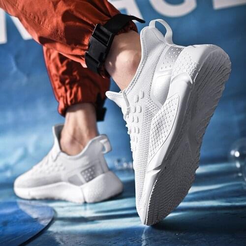 Sapato Casual Spring Casual Shoes For Men Solid White Fashion Knitting Zapatos Casuales Sapatos Sports Mens Slip On Black