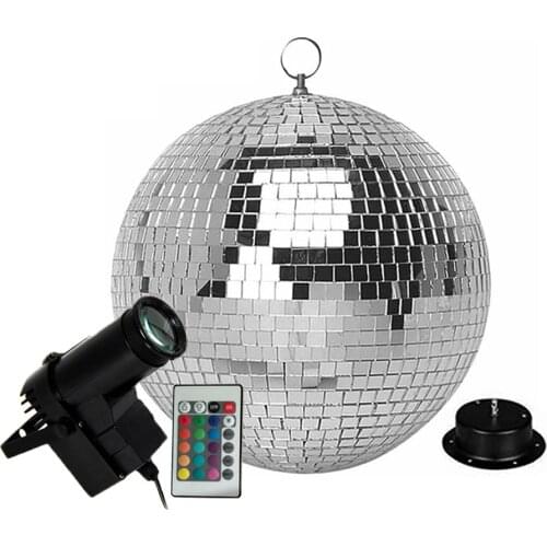 Thrisdar Dia 25CM 30CM Remote Control Rotating Disco Mirror Ball With 10W RGB Beam Pinspot Lamp Wedding Party Disco Ball Light