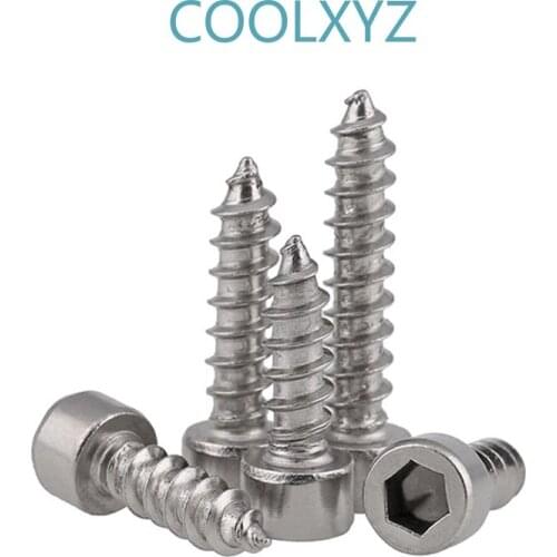 CoolXYZ 304 Stainless Steel Cup Head Hex Socket Self Tapping Screw Hexagon Socket Cheese Head Self Tapping Screws M2M3M3.5 10Pcs