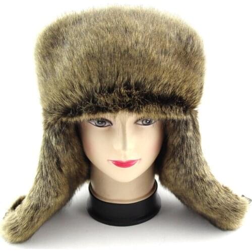 BFDADI Ear Flaps Fashion 2020 Fake Fur Hats Men Winter Warm Lei Feng Cap for Russian Men Bomber Hat Mens Cap Big Size 61cm