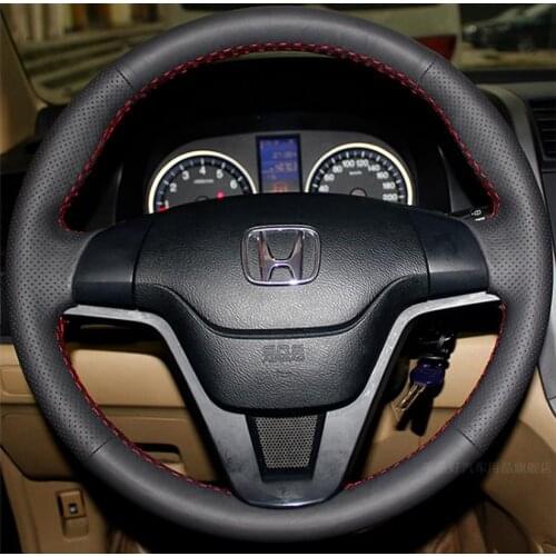 Sewing genuine leather car steering wheel cover Car accessories For Honda CRV 2007-2011 car-styling Interior Sticker