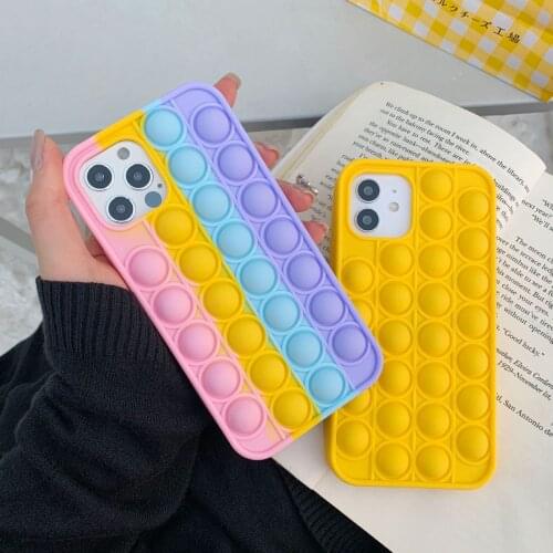 Fashion Rainbow Silicone Phone Case For Iphone 6 6s 7 8 Plus X XR XS 11 12 Pro Max Cover Reliver Stress for Samsung S10 S20 S21