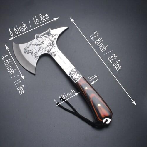 Woft Print Axe with Wood Handle Multifunctional Tomahawk Outdoor Mountain Camping Ax Survival Machete Camping Hatchet