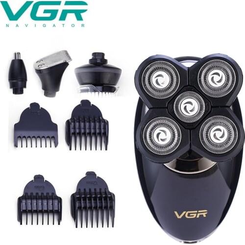 VGR 4in1 Grooming Electric Shaver Kit Wet Dry Electric Razor for Men Rechargeable USB Beard Shaving Machine Hair Cleaning Shaver