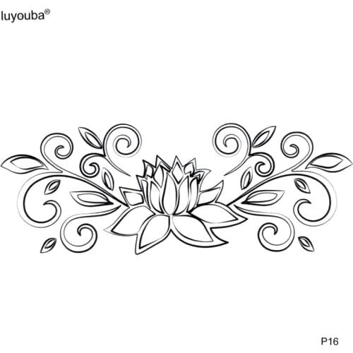Lotus Crown Temporary Tattoo Sticker Flower Fake Tattoo Temporary Tatoo kids Waterproof Tattoo Tatuagem Tatoo Temporary