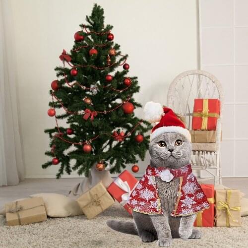 Funny Cat And Dog Clothes Stripe Pet Cape Snowflake For Dogs Lovely Costumes Costume Kitten Christmas Hat Cloak Set