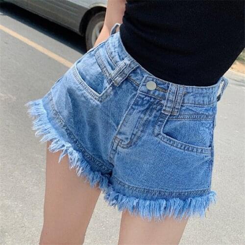 High waist Tassel Jeans Women Streetwear Summer 2021 Fashion Loose Casual Denim Shorts Plus size 5XL Female Hot pants Blue Pink