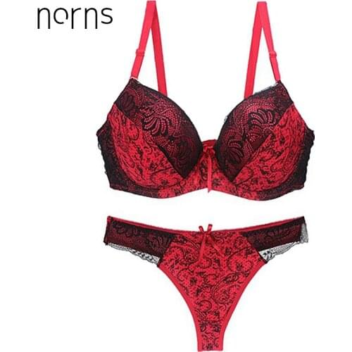 Norns women underwear set transparent bra plus size lingerie set push up female underwear embroidered lace sexy Triangle