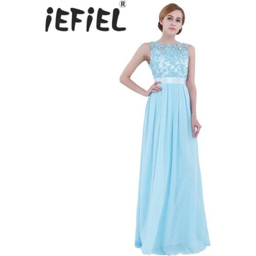 IEFiEL Embroidered Female Fashion Wedding Party Dresses Bridesmaids Chiffon Lace Tulle Dress Women Summer Long Ball Gown Dress