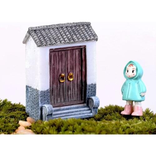 1Pcs Blue Brick Door DIY Resin Fairy Garden Craft Decoration Figurines Miniature Micro Landscape Gnome Terrarium Gift