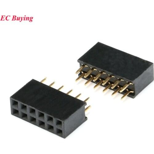 20pcs/lot 2.54mm 2X6 Pin Double Row Female 6P Straight Header Pitch Socket Strip
