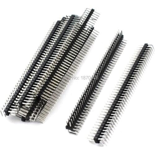 100Pcs 2.54mm Pitch Double Row 80-Pin Male 90 Degree Connector Pin Header