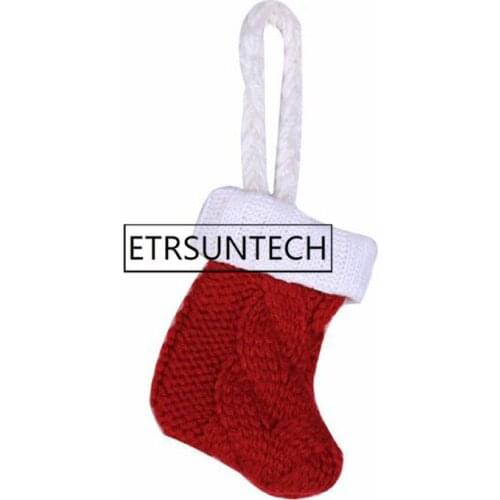 100pcs Christmas Stocking Christmas New Year Pocket Fork Knife Cutlery Holder Bag Home Party Table Dinner Decoration Tableware