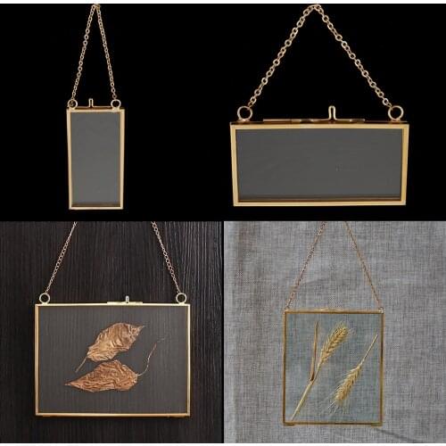 2Pcs Double Sided Glass Hanging Picture Photo Frame Flower Plant Display Frames