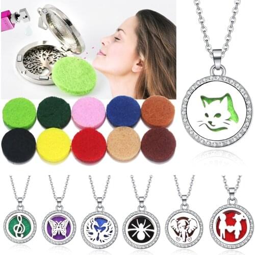 24 style Aroma Box Necklace Magnetic Stainless Steel Aromatherapy Essential Oil Diffuser Perfume Box Locket Pendant Jewelry