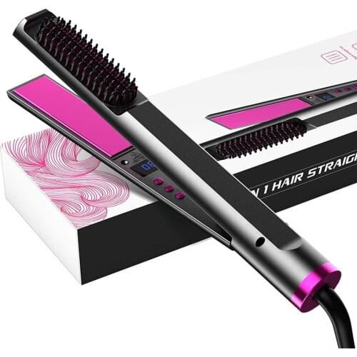 3 in 1 Professional Hair Curler Flat Iron Anti-Static Hair Straightener Comb Hair Waver Negative Ion Curling Iron