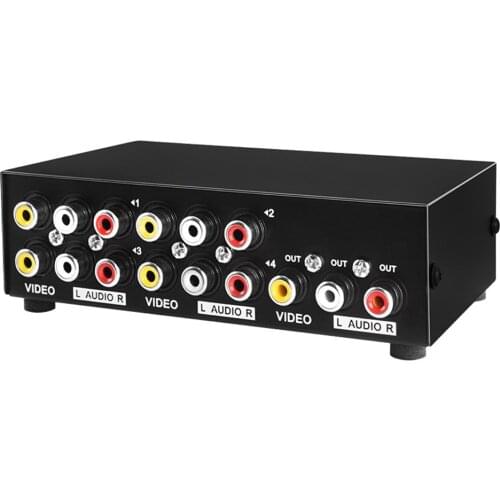 4-way RCA switch box CVBS composite AV switch box AV Selector Switch Box for wii PS2 DVD STB HDTV