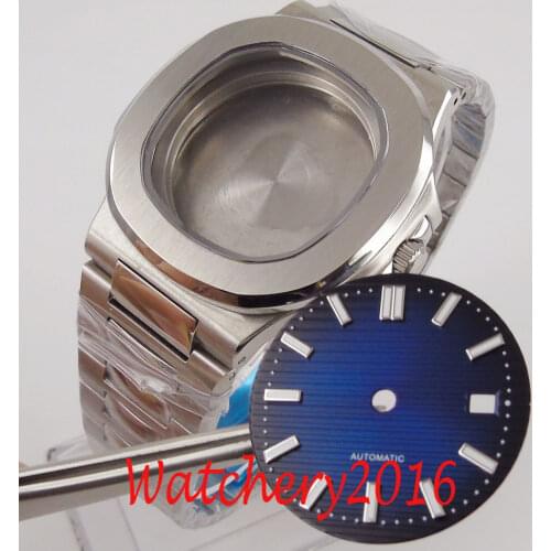 40mm Sapphire Glass solid stainless steel Watch Case + Watch Dial fit Miyota 8215 MingZhu 2813 movement