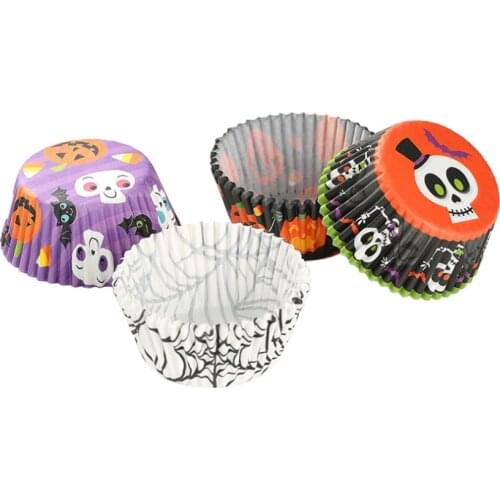 50x Colored Cupcake Liners Halloween Fancy heart cupcake cases Holiday muffin baking Cup cake mold tray Holder wrapper tool