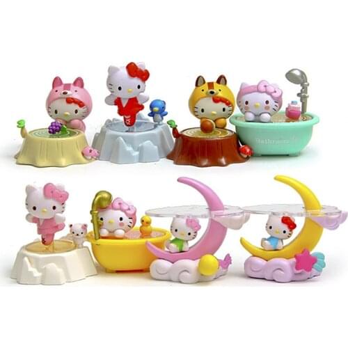 8pcs/lot Kawaii Moon Kitty Miniature Figurines Resin Craft Gift Figurine Cartoon Animal Toys For Children Cat Souvenir Doll