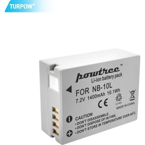 Turpow 7.2V 1400mAh NB-10L NB10L NB 10L Batteries Pack for Canon G1X G15 G16 SX40HS SX50HS SX60HS SX40 SX50 SX60 HS battery