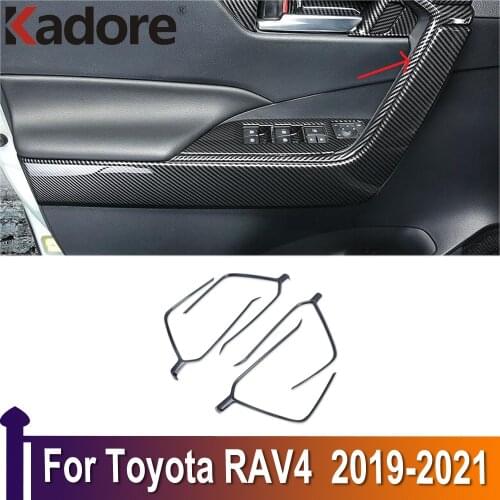 Car accesories For Toyota RAV4 RAV 4 2019 2020 2021 Carbon Fiber Interior Door Upper Armrest Handle Decoration Cover Trim