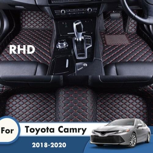 RHD Car Floor Mats Rugs For Toyota Camry 8th XV70 2020 2019 2018 Carpets Leather Custom Auto Styling Accessories Interior Cover