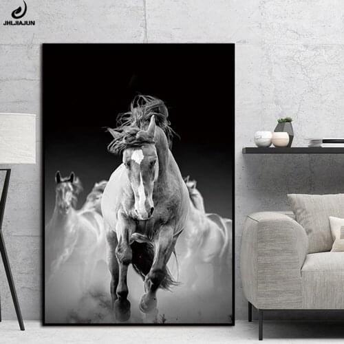 White Horse Wild Animal Minimalism Art Poster Canvas Painting A4 Wall Picture Print Modern Home Living Room Decoration
