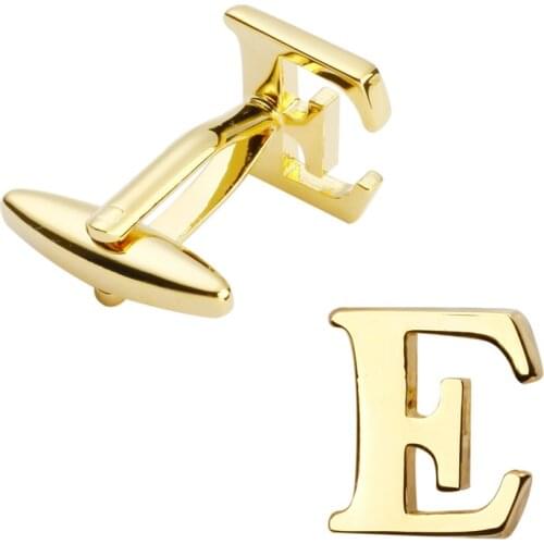 Free delivery, high quality Brass Cuff buttons, brand new fashionable gold E letter cufflinks buttons for mens wedding gifts