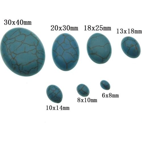 Natural Turquoises Stone Flatback Oval Cabochons Beads for Jewelry Making fits Blank Necklace Rings Bracelet Base Settings DIY