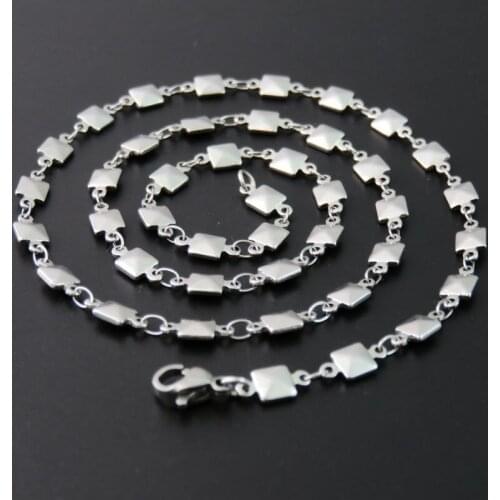 4.6mm 316L Stainless Steel Square Button Link Chain Necklace For Man & Women, Fashion Christmas Gift Jewelry Findings