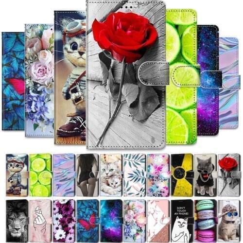 Flip PU Leather Phone Case For Samsung Galaxy Note 10 20 S10 S10E S20 S21 Plus Ultra Book Wallet Style Painted Anime Cat Cover