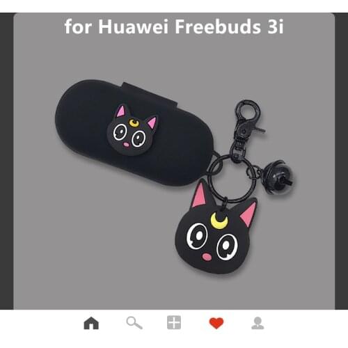 Black Silicone Earphone Case For Huawei Freebuds 3i Wireless Protective Case for Freebuds 3i Headphone with Hook