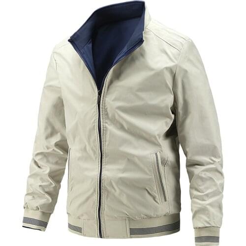 Spring Autumn Jacket Men Double Sides Wear Casual Slim Fit Military Jacket Jaqueta Masculina M-XXL Men Clothing Outerwear Coat