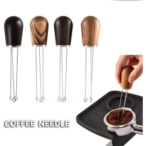 58/54/51MM Coffee Tamper Distributor Leveler Tool Needle Type Solid Wood Handle Needle Coffee Tamper Coffee Powder Distributor