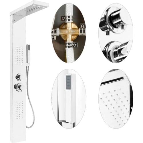 Shower Panel Waterfall Rain Shower Faucet Set SPA Massage Jet Bath Shower Systems Column Shower Mixer Tap Tower Bathroom Faucet