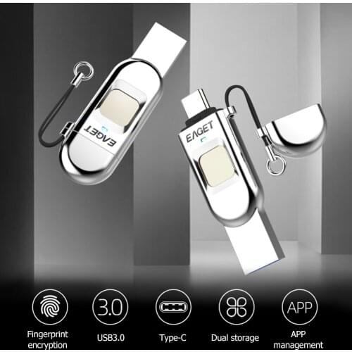 Eaget FU68 U Disk Memoria Usb Stick Gift OTG USB Flash Drive Fingerprint USB C External Memory Cel Usb Stick